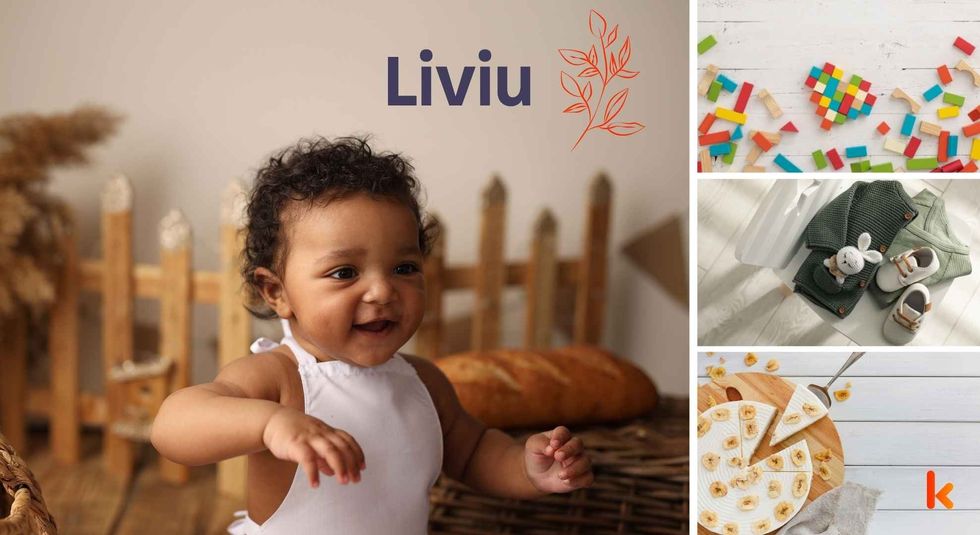 Baby name Liviu - cute baby, toys, clothes & cake.