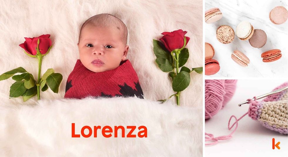 Baby name Lorenza - cute baby, macarons, crochet, flowers