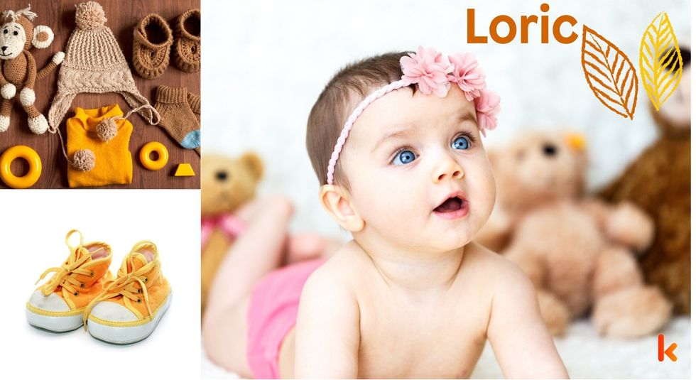 Baby Name Loric- cute baby, flowers, shoes and toys.