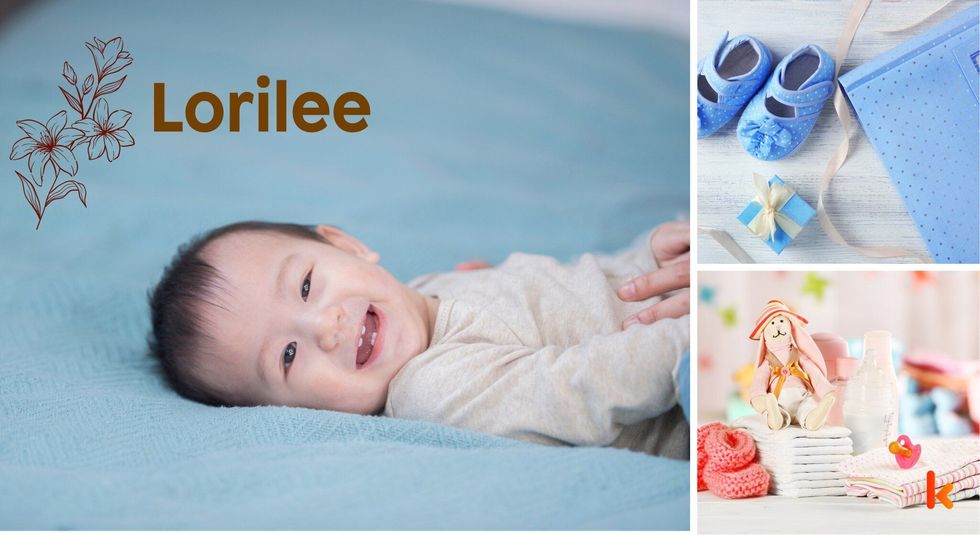Baby Name Lorilee- cute baby, flowers, shoes and toys.