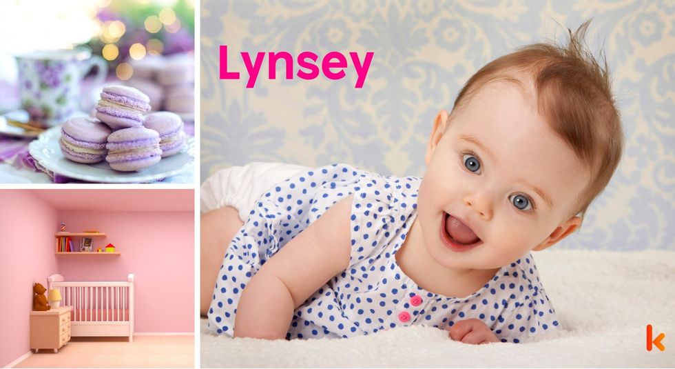 Baby name Lynsey - cute baby, macarons, crib