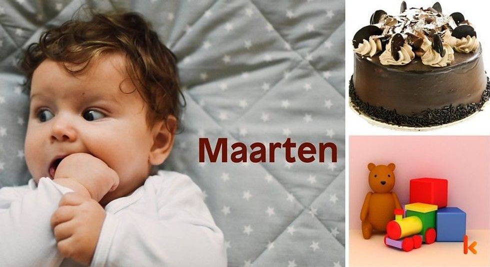 Baby name Maarten - cute baby, toys, cake