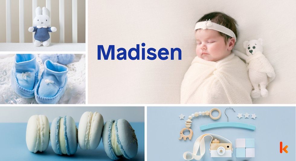 Baby name Madisen - cute baby, baby booties, macarons, toys 
