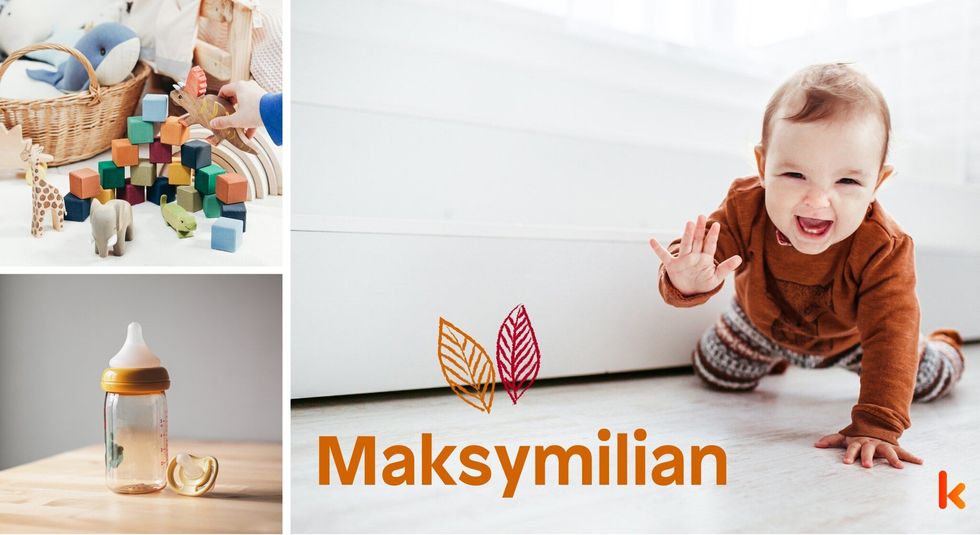 Baby name Maksymilian - cute baby, toys, sipper