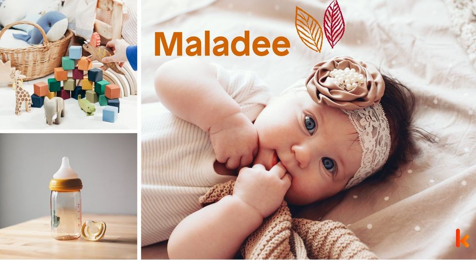 Baby name Maladee - cute baby, toys, sipper