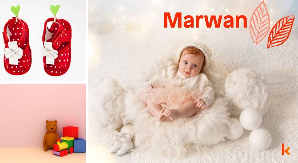 Baby Name Marwan - cute baby, shoes and toys.