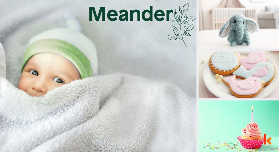 Baby name Meander - cute baby, knitted toys, cookies & cupcake