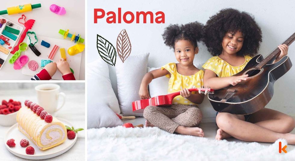 Baby name meaning Paloma - cute baby, baby color toys & baby cake.