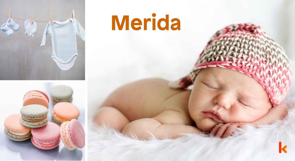 Baby name Merida - cute baby, macarons and clothes