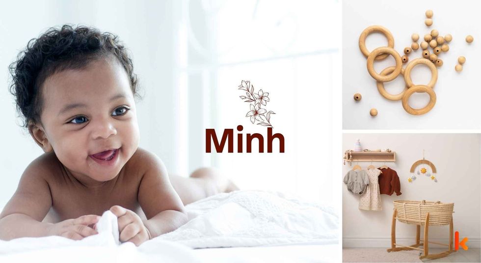 Baby name Minh- Cute baby, cradle, teethers. 