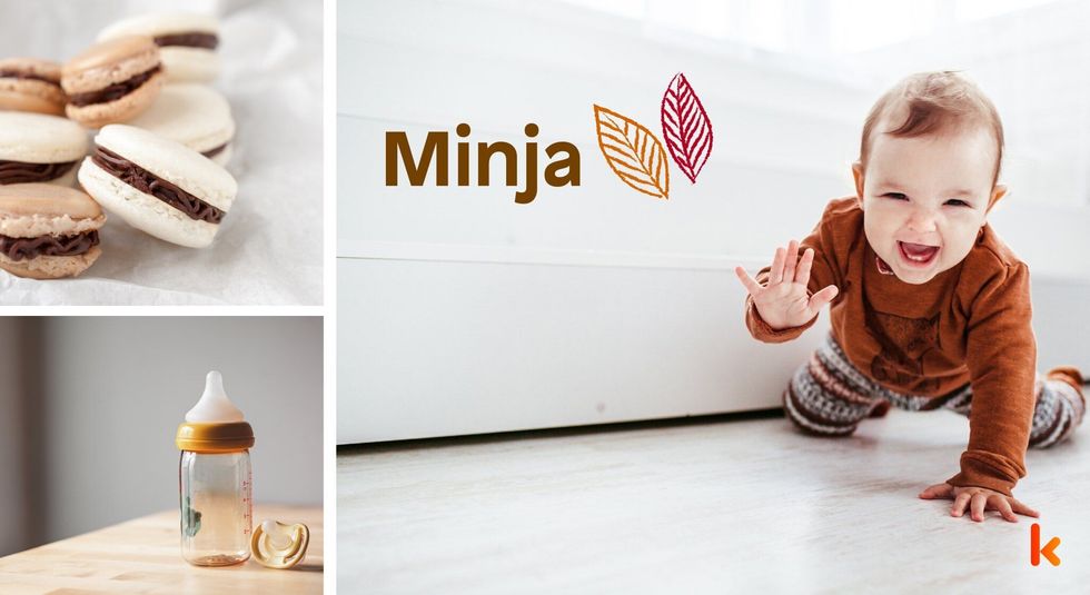 Baby name Minja- cute baby, sipper, macarons