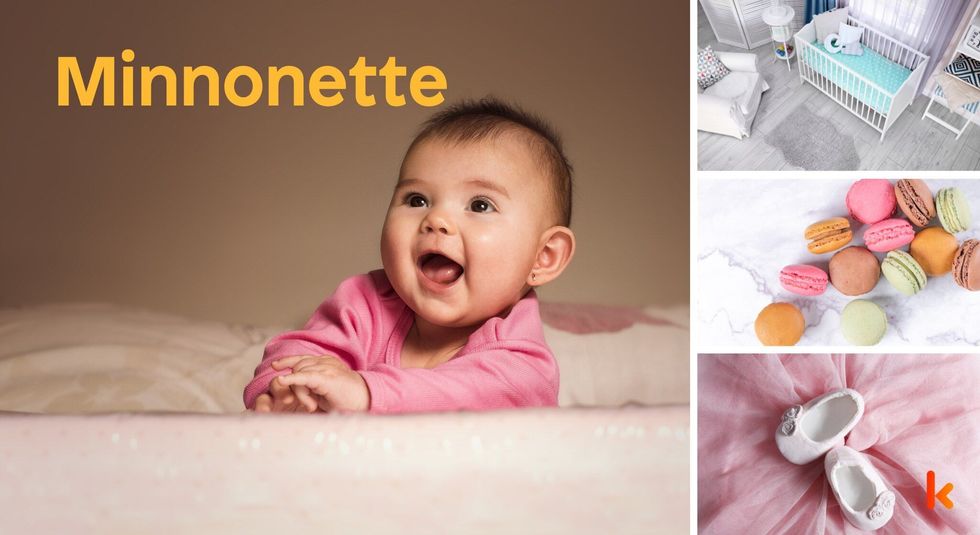 Baby name Minnonette- cute baby, macarons, crib, booties