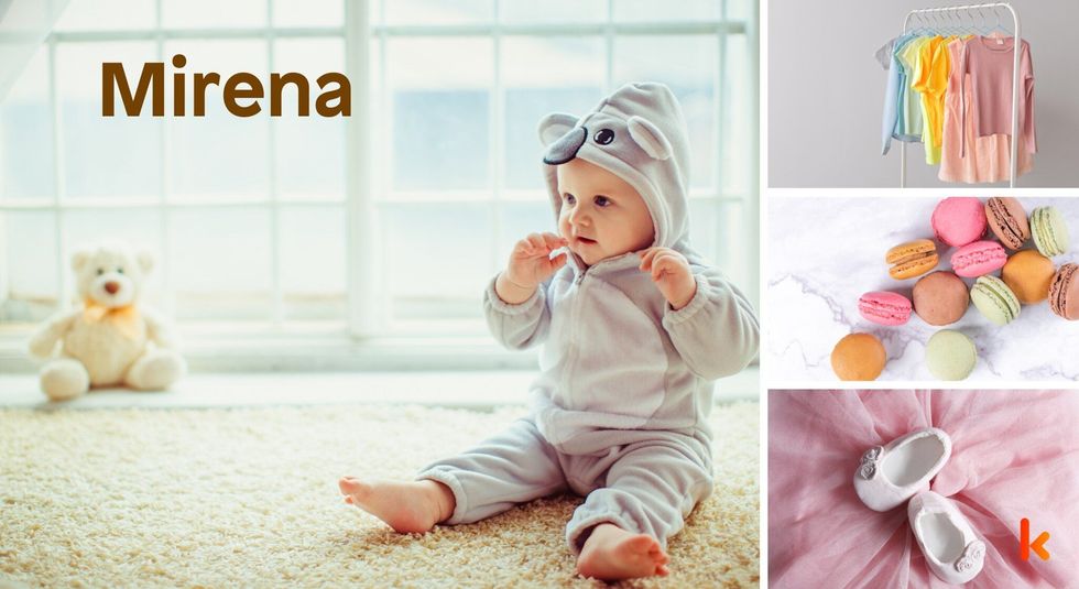 Baby name Mirena- cute baby, booties, clothes, macarons