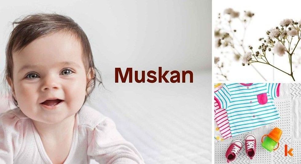 Baby name Muskan - cute baby, clothes, shoes, flowers 