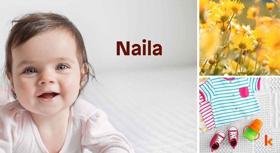 Baby name Naila - cute baby, clothes, shoes, flowers 
