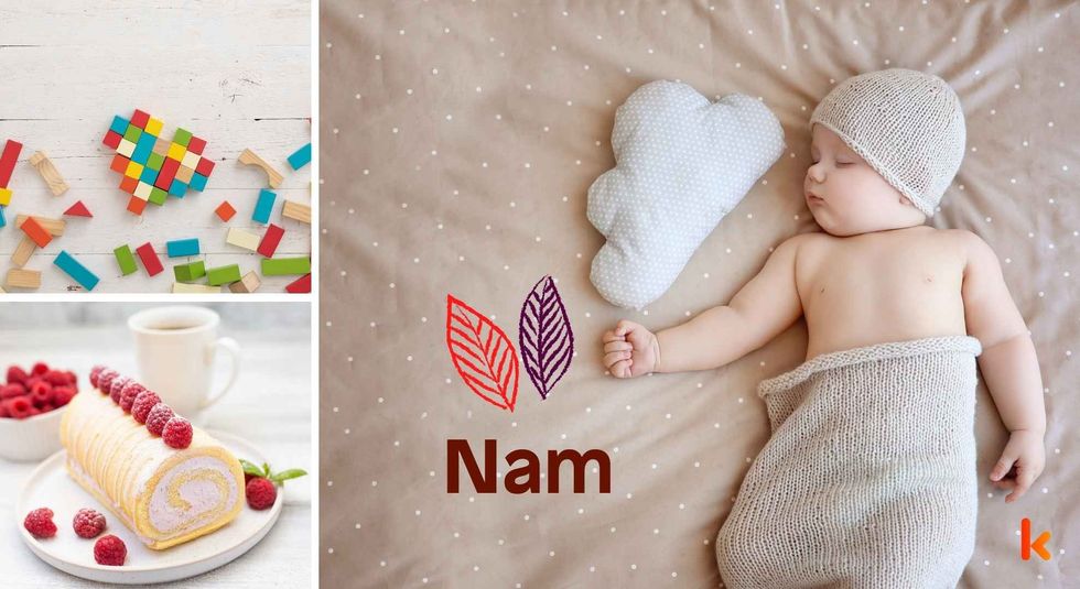 Baby name Nam - cute baby, toys and cake.