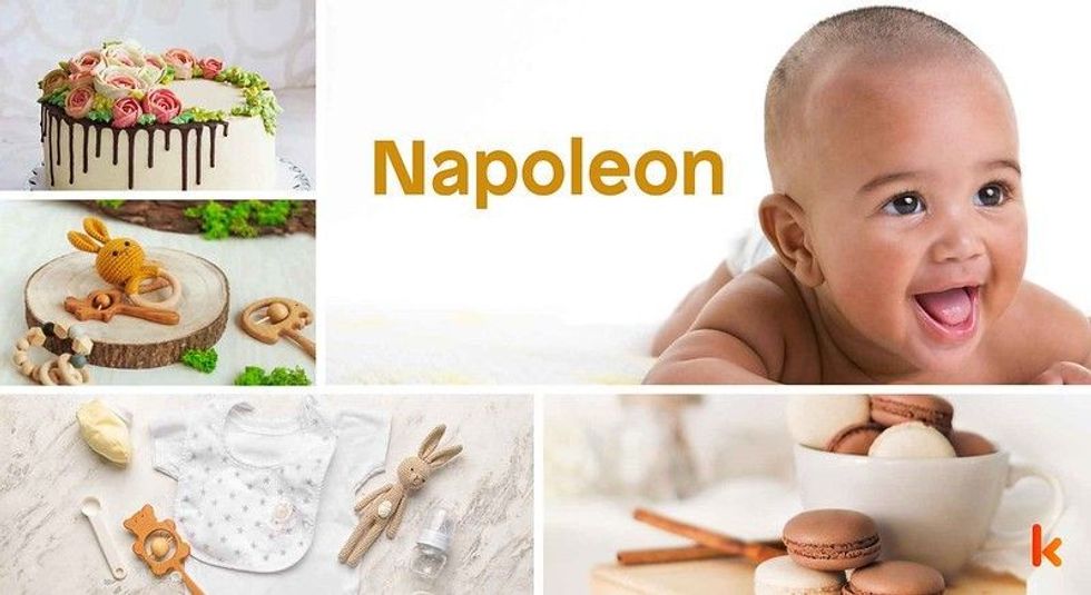 Baby Name Napoleon - cute baby, baby clothes, cake, macarons.