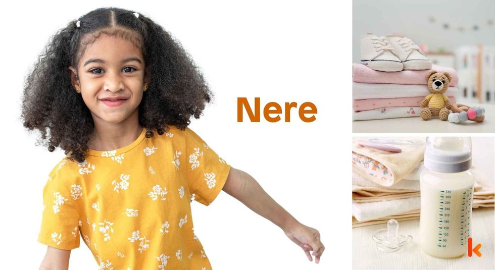 Baby name Nere - cute baby, clothes, bottle, room