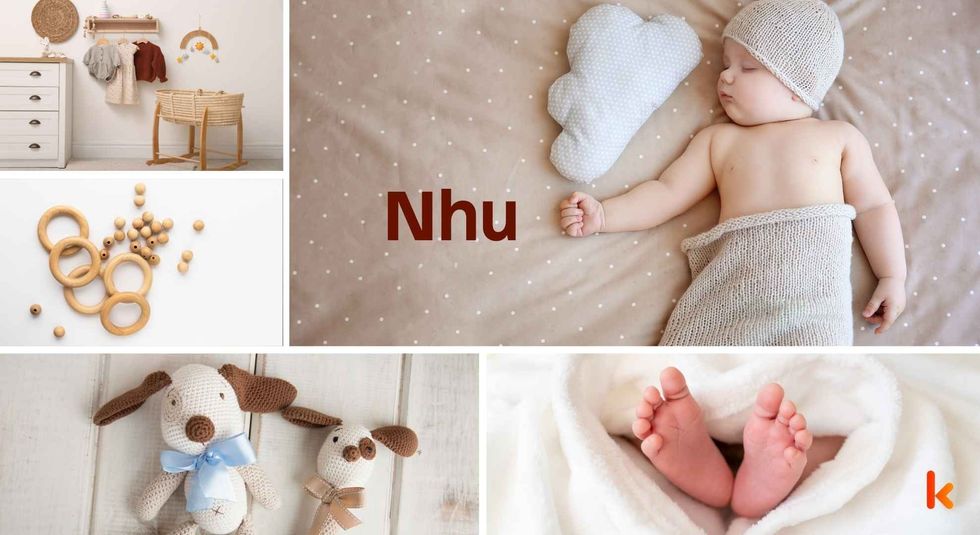 Baby name Nhu - Cute baby, feet, toys, teethers, cradle. 