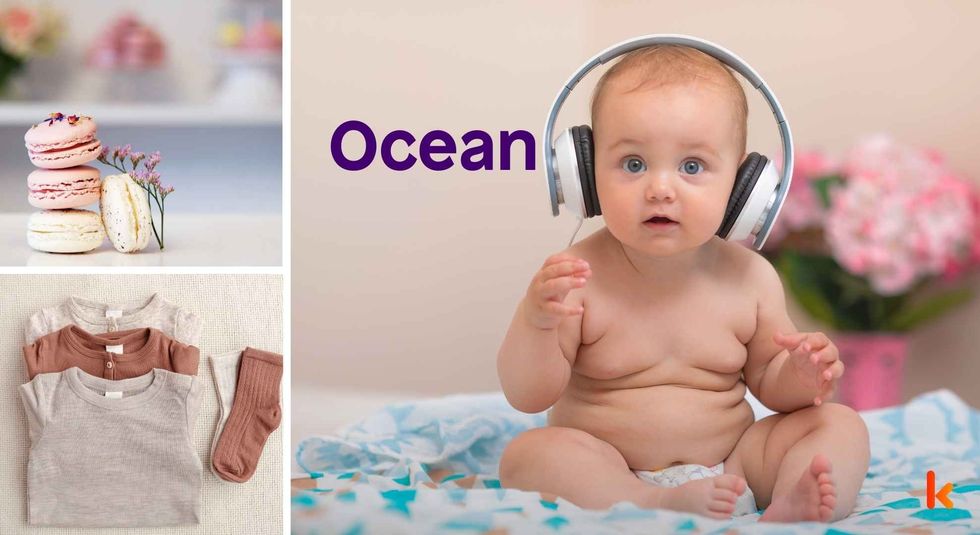 Baby name Ocean - cute baby, macarons and clothes