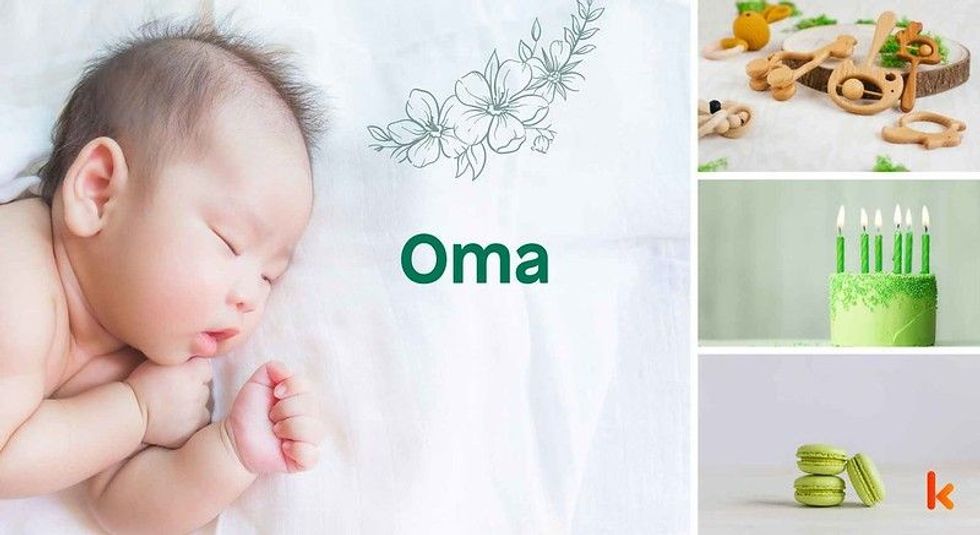 Baby Name Oma - cute baby, baby teether, cake, macarons.