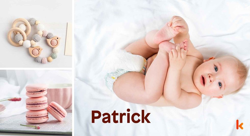 Baby name Patrick - cute baby, macarons and teether 