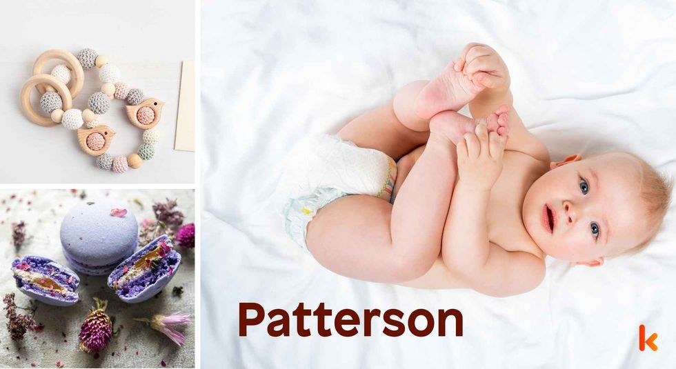 Baby name Patterson - cute baby, macarons and teether