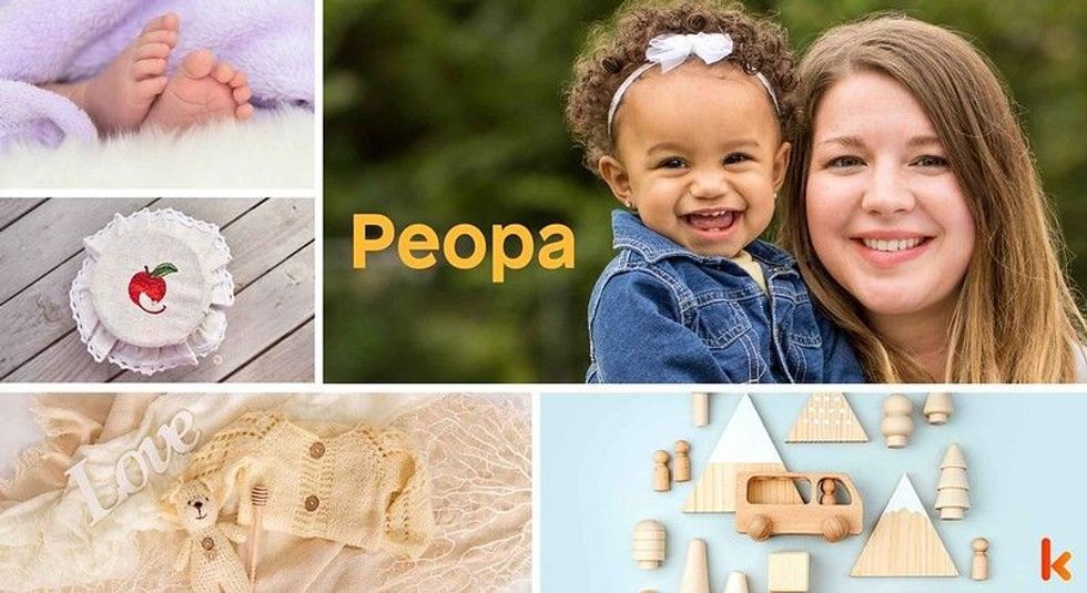 Baby name peopa - cute baby & mother, feet, cake, clothes
