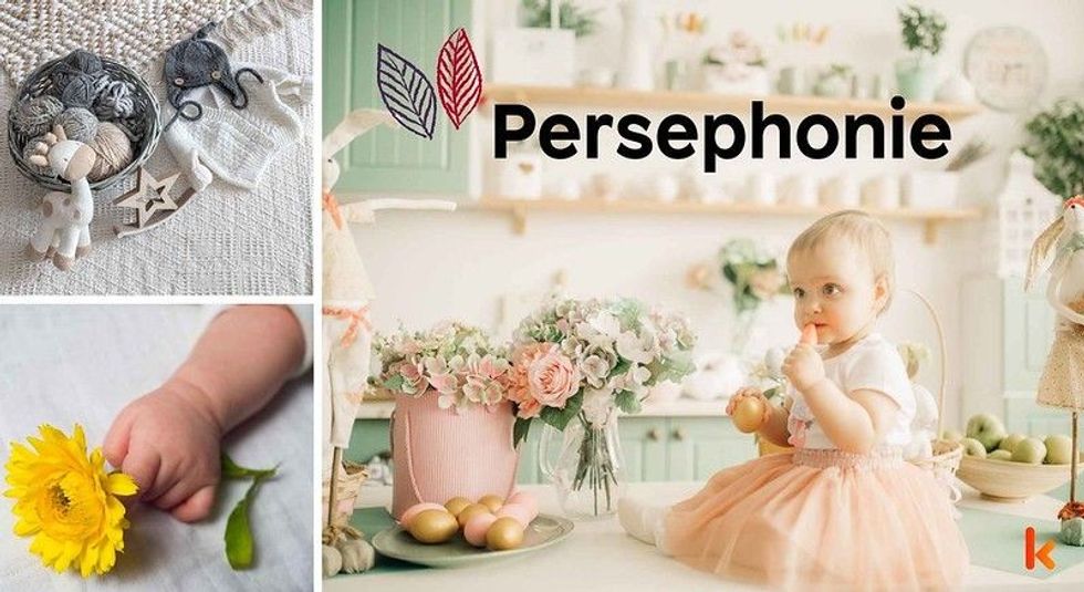 Baby name persephonie - cute baby, flower, wool, toy
