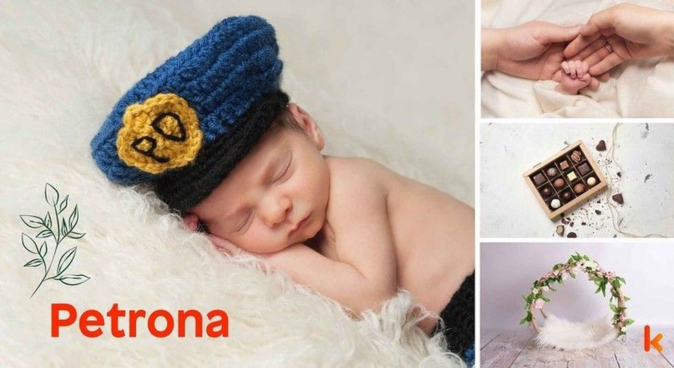 Baby name petrona - newborn baby, chocolates, hands