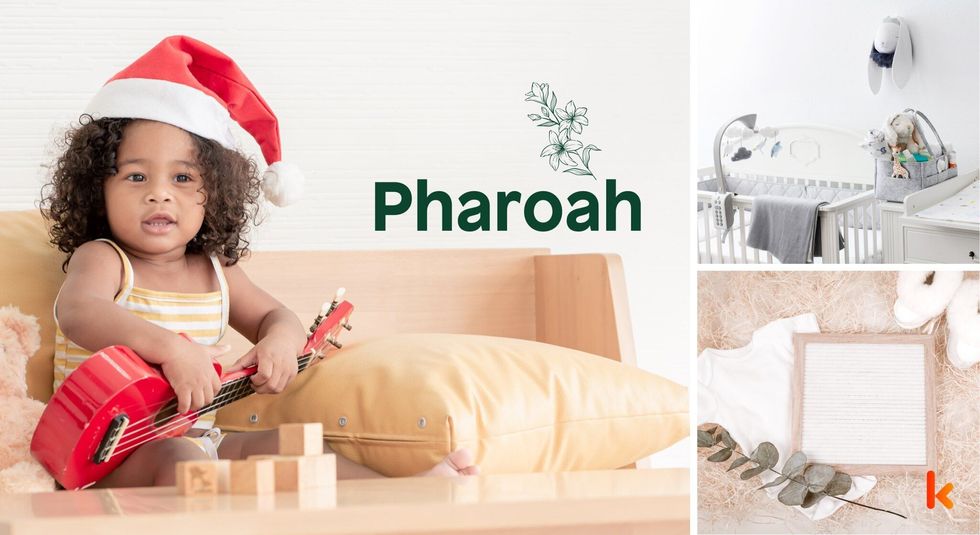 Baby name pharoah - cute baby, crib, toy, baby booties, clothes.