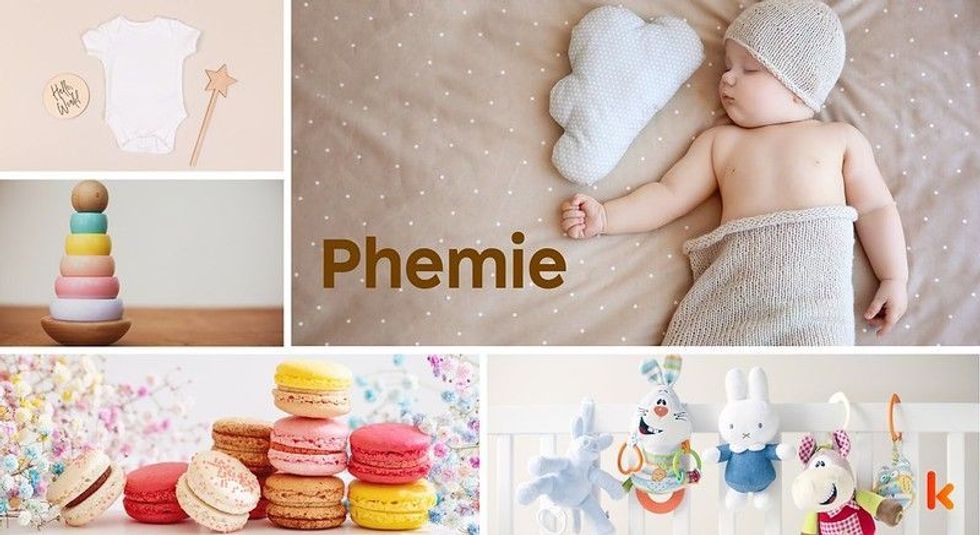Baby name phemie - cute baby, macarons, toys, clothes, teether