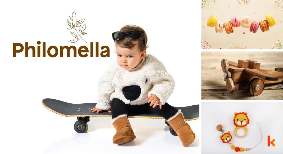Baby name philomella - cute baby, macarons, toy, teether.