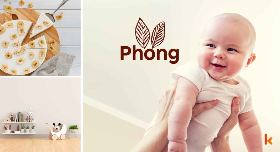 Baby name Phong - Cute baby, room, cake.