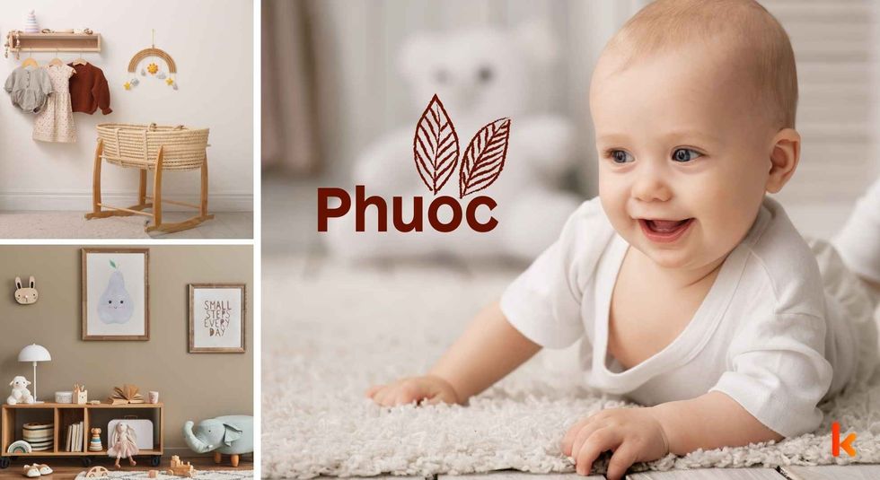 Baby name Phuoc - Cute baby, room, cradle. 