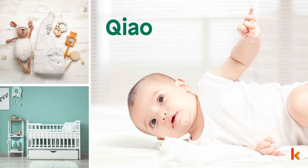Baby name Qiao - cute baby, clothes, crib, accessories and toys.
