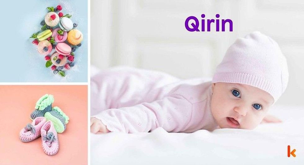 Baby Name Qirin - cute baby, flowers, shoes, macarons and toys.