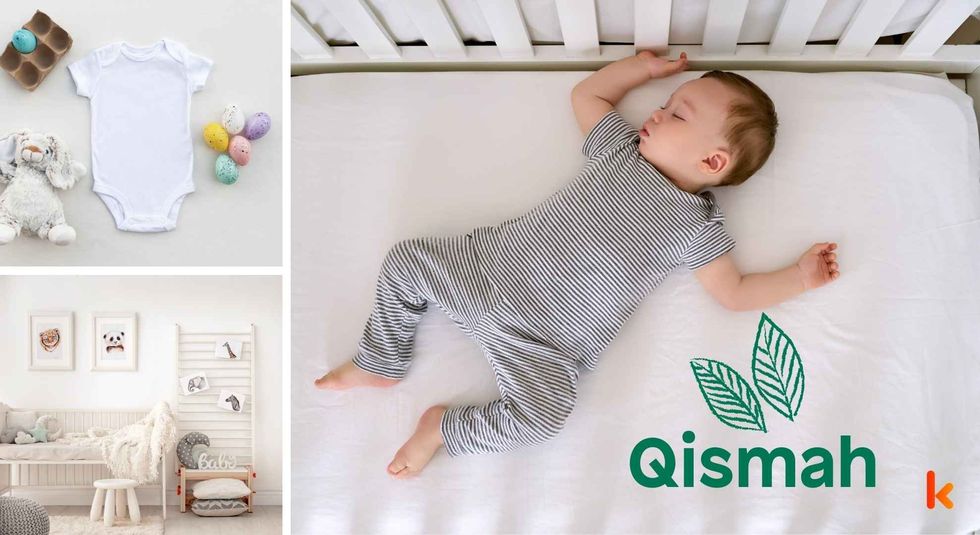 Baby name Qismah - cute baby, clothes, crib, accessories and toys.