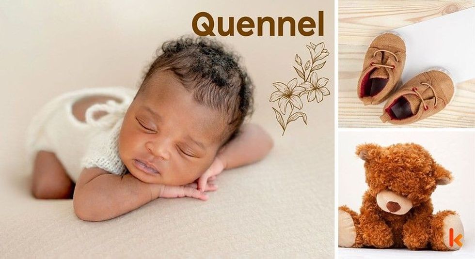 Baby Name Quennel - cute baby, flowers, shoes and toys.