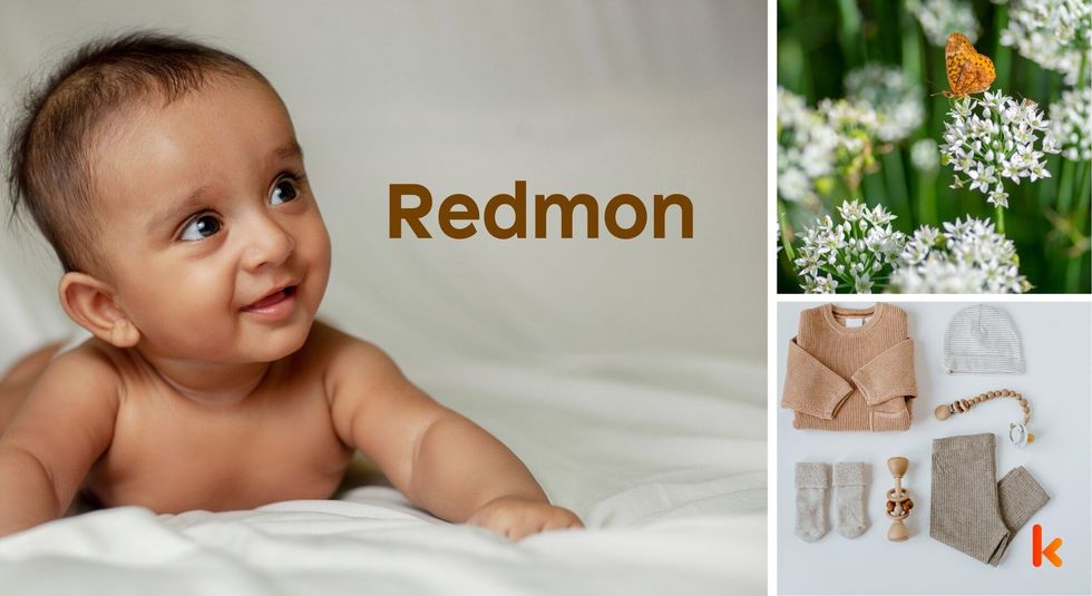 Baby name Redmon - cute baby, clothes, flowers 