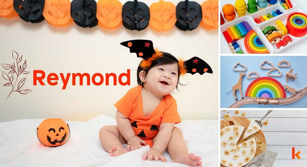 Baby name Reymond - cute baby, baby color toys, baby cake & baby clothes.