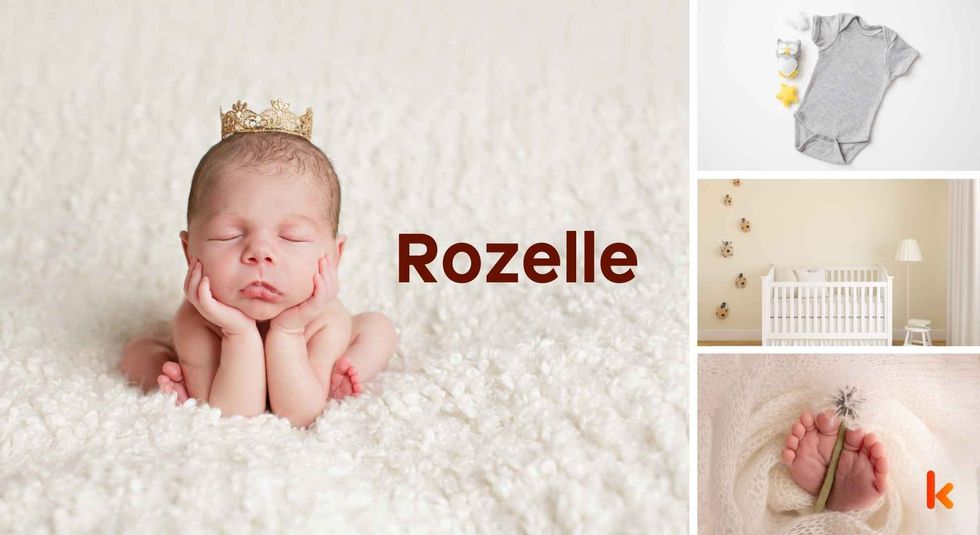 Baby name Rozelle - cute baby, baby crib, baby feet & baby clothes