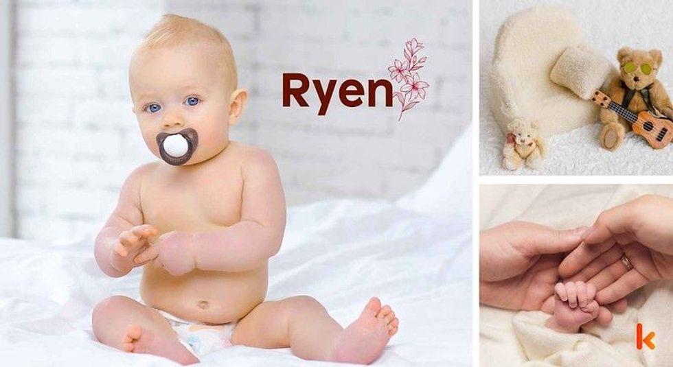 Baby name Ryen - cute baby, plush toys, baby & parents hand