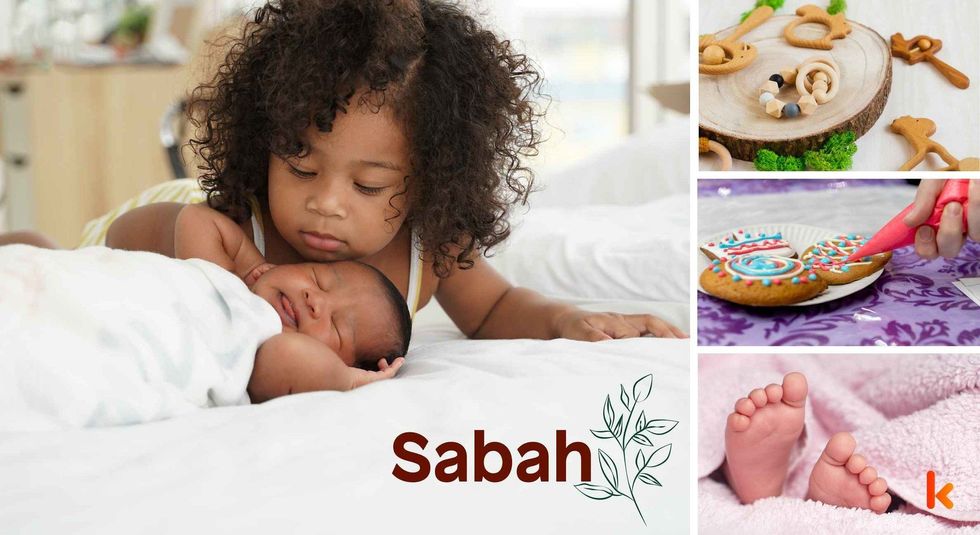 Baby name Sabah - cute baby, teether, cookies & feet