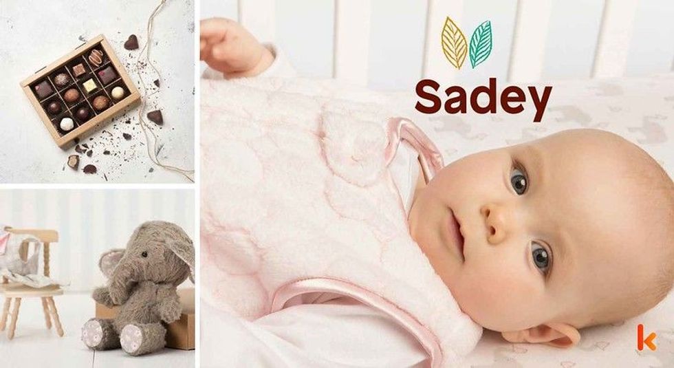 Baby name sadey, happy, toys, clothes, shoes.