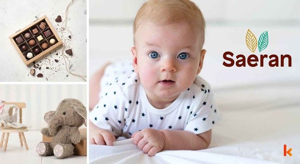 Baby name Saeran - cute baby, plush toys, chair & chocolate box