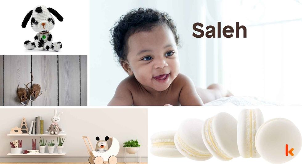 Baby Name Saleh - cute baby, shoes, macarons and toys.