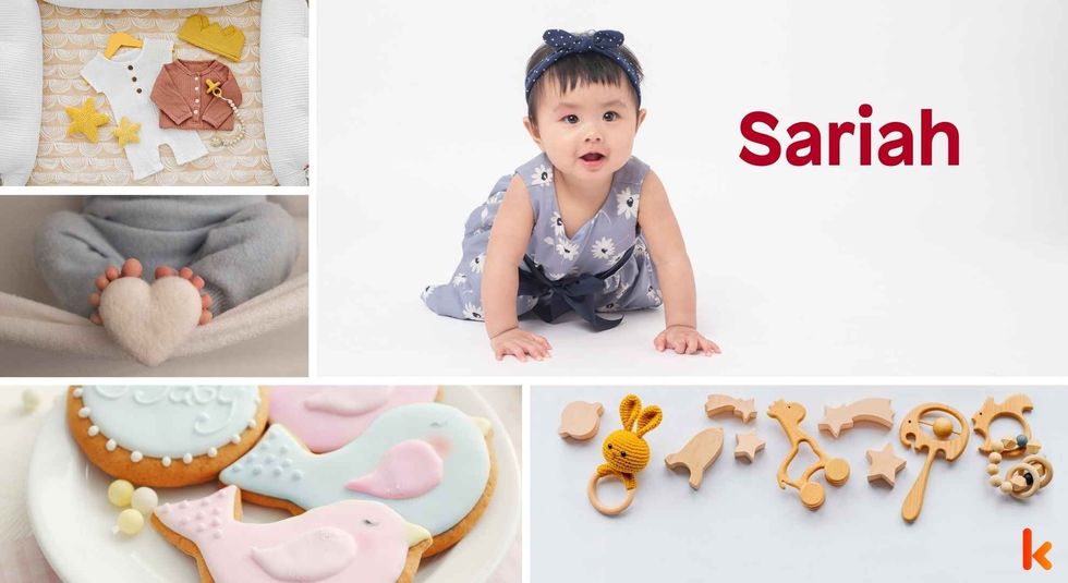 Baby name Sariah - cute baby, baby teether, cookies, feet, clothes