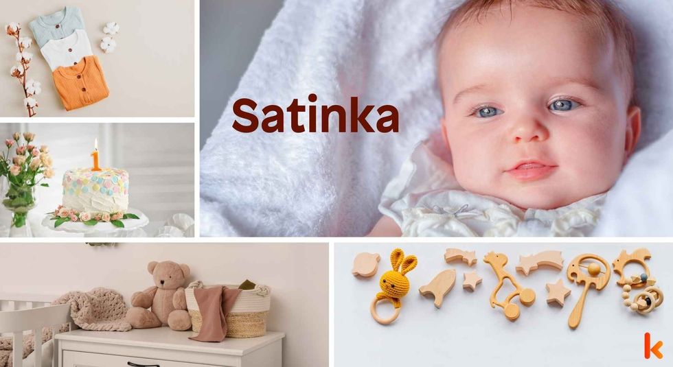 Baby name Satinka - cute baby, baby teether, baby room, clothes, cake