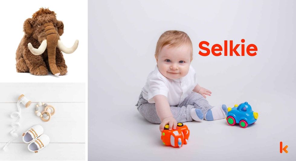 Baby Name Selkie - cute baby, shoes and toys.